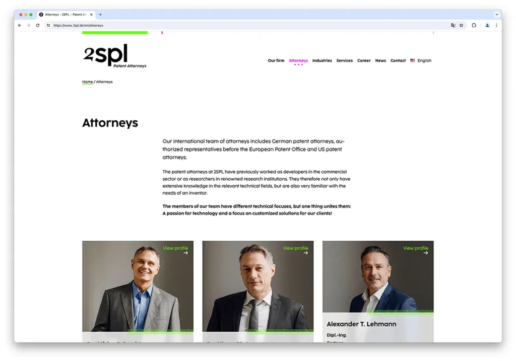 2SPL Website: Anwälte