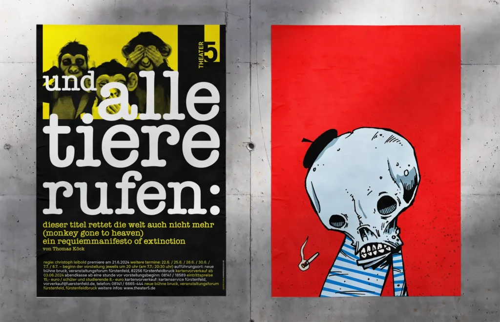 Theater 5 Plakat: und alle tiere rufen … von Thomas Köck