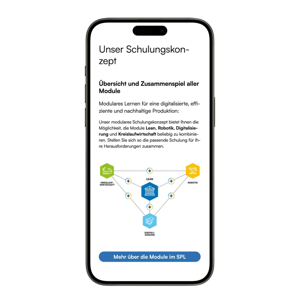 Mobile Ansicht der Website des iwb Smart Production Lab der TUM