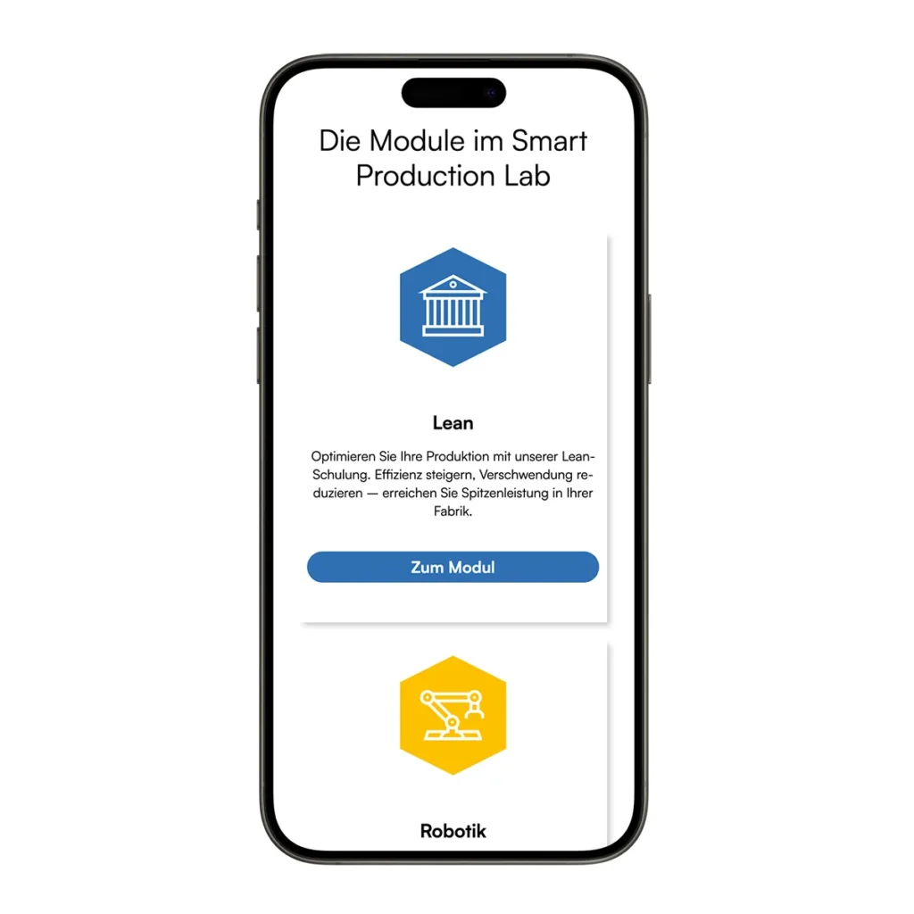 Mobile Ansicht der Website des iwb Smart Production Lab der TUM