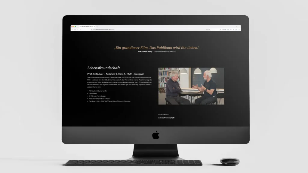 Website-Design: Desktop Ansicht der Website Lebensfreundschaft – Der Film – Über den Film